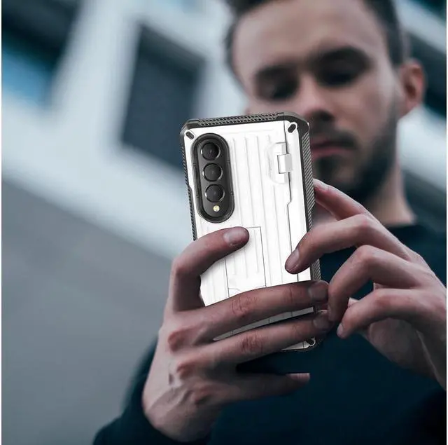 Alt view image 7 of 7 - BONAEVER Case for Samsung Galaxy Z Fold 4 2022 5G Military-Grade Full-Body Shockproof Rugged Bumper Case Cover with Built-in Screen Protector & Stand and & S Pen Slot White