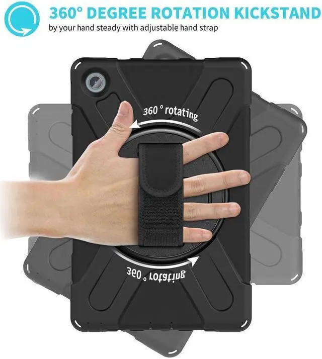 Alt view image 2 of 7 - BONAEVER For Lenovo Tab M10 Plus Case 10.6 inch 2020 3rd Gen Mdoel TB-125F TB-128F Shockproof Rugged Protective Cover with Stand / H & Shoulder Strap / Pencil Holder