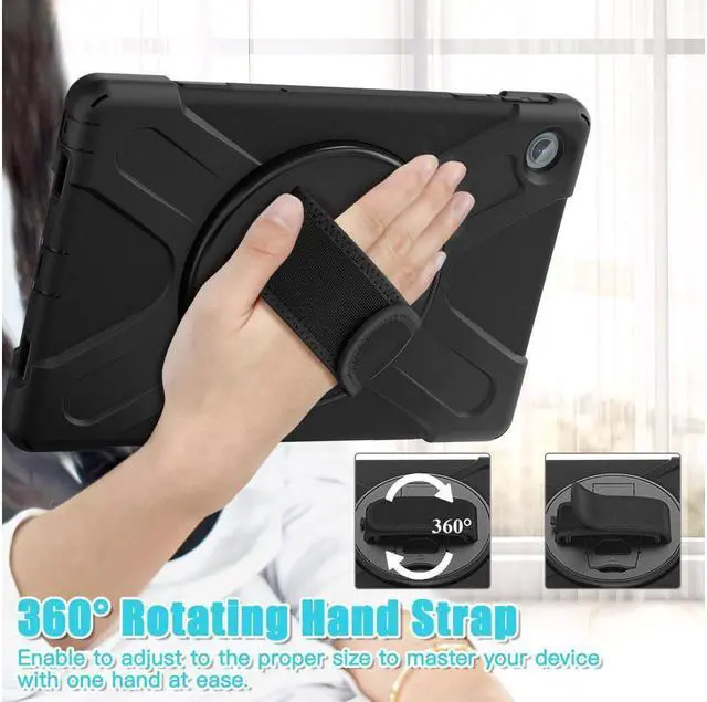 Alt view image 6 of 7 - BONAEVER For Lenovo Tab M10 Plus Case 10.6 inch 2020 3rd Gen Mdoel TB-125F TB-128F Shockproof Rugged Protective Cover with Stand / H & Shoulder Strap / Pencil Holder