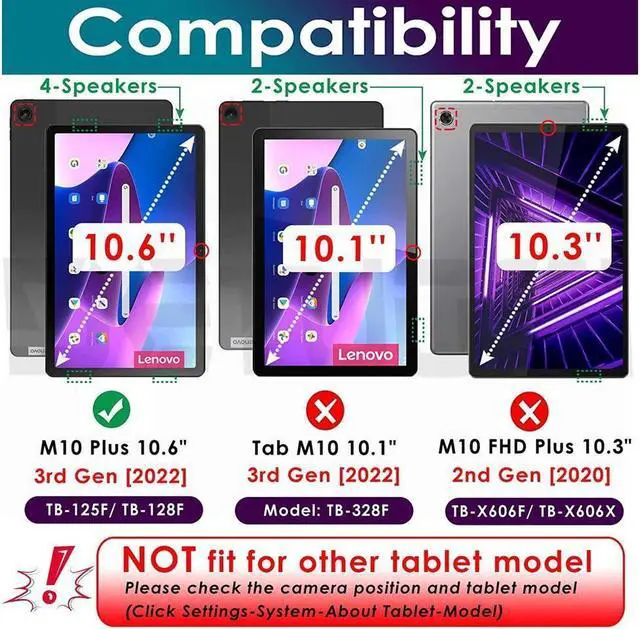 Alt view image 2 of 7 - BONAEVER For Lenovo Tab M10 Plus Case 10.6 inch 2020 3rd Gen Mdoel TB-125F TB-128F Shockproof Rugged Protective Cover with Stand / H & Shoulder Strap / Pencil Holder