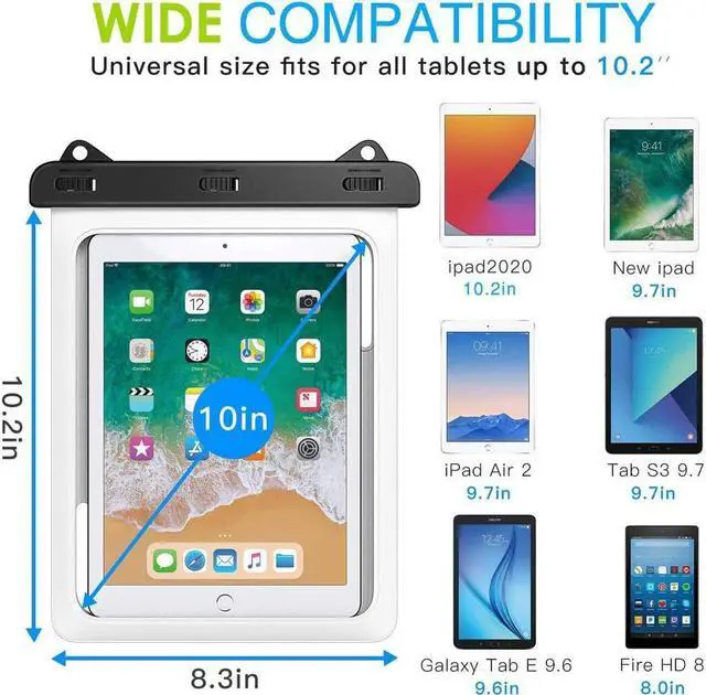 Alt view image 4 of 7 - BONAEVER Waterproof Case Pouch Dry Bag for iPad Mini 6 iPad 9 iPad 9.7 6/5/4/3/2 iPad Pro 9.7 iPad Air 5 10.9/3/2 Samsung Tab S4/ S3/ S2/Tab A 9.7 Galaxy Note 8 Tab E 9.6