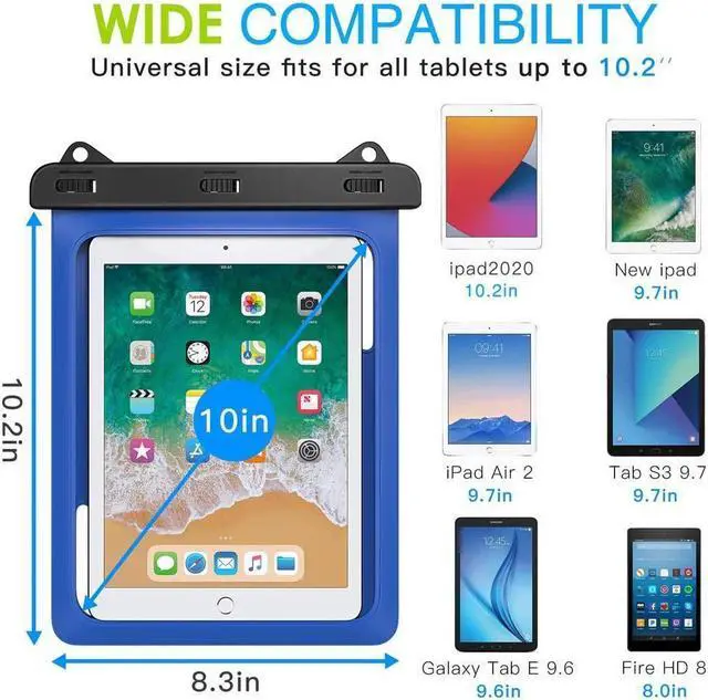 Alt view image 3 of 7 - BONAEVER Waterproof Case Pouch Dry Bag for iPad Mini 6 iPad 9 iPad 9.7 6/5/4/3/2 iPad Pro 9.7 iPad Air 5 10.9/3/2 Samsung Tab S4/ S3/ S2/Tab A 9.7 Galaxy Note 8 Tab E 9.6