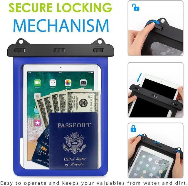 Alt view image 7 of 7 - BONAEVER Waterproof Case Pouch Dry Bag for iPad Mini 6 iPad 9 iPad 9.7 6/5/4/3/2 iPad Pro 9.7 iPad Air 5 10.9/3/2 Samsung Tab S4/ S3/ S2/Tab A 9.7 Galaxy Note 8 Tab E 9.6