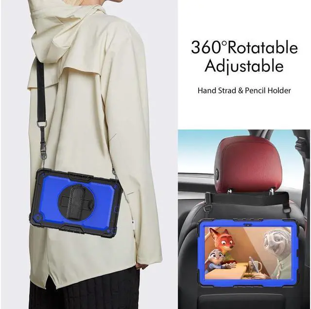 Alt view image 3 of 7 - BONAEVER Case for Lenovo Tab M10 Plus 3rd Gen 10.6 inch 2022 Model TB-125F TB-128FShockproof Cover with 360 Rotating Stand /Hand Strap[Screen Protector] Shoulder Strap S Pen Holder