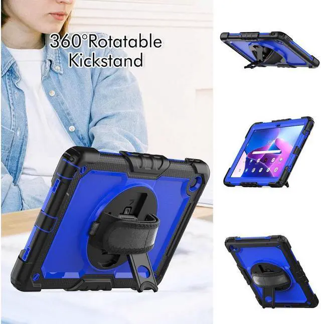 Alt view image 4 of 7 - BONAEVER Case for Lenovo Tab M10 Plus 3rd Gen 10.6 inch 2022 Model TB-125F TB-128FShockproof Cover with 360 Rotating Stand /Hand Strap[Screen Protector] Shoulder Strap S Pen Holder