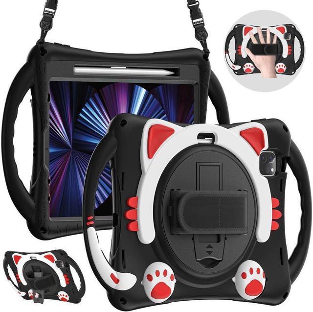 Main image of Kids Case for iPad Air 5 / Air 4 10.9 Case 2022 2020, iPad Pro 11 2021 2020 2018, Silicone Shockproof Protective Cover with Pencil Holder Hand Strap Kickstand Shoulder Strap for iPad Air 5th / 4th Gen