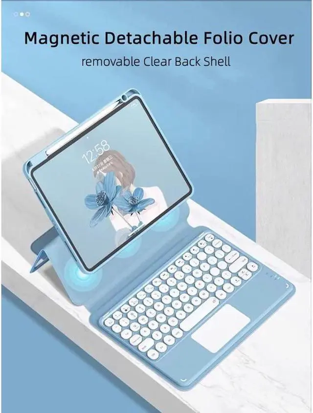 Alt view image 2 of 7 - BONAEVER Keyboard Case for iPad Air 11 Inch M3 M2 2025 2024, iPad Air 5 2022 / Air 4 10.9 inch 2020 / iPad Pro 11 2021 2020 2018 with Touchpad Keyboard & Pencil Holder Clear Back Cover