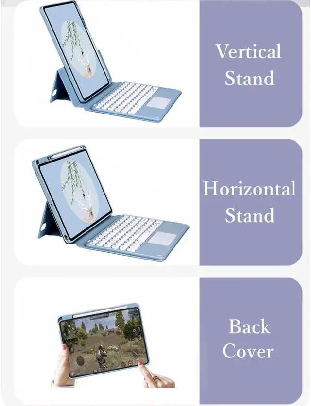 Alt view image 3 of 7 - BONAEVER Keyboard Case for iPad Air 11 Inch M3 M2 2025 2024, iPad Air 5 2022 / Air 4 10.9 inch 2020 / iPad Pro 11 2021 2020 2018 with Touchpad Keyboard & Pencil Holder Clear Back Cover