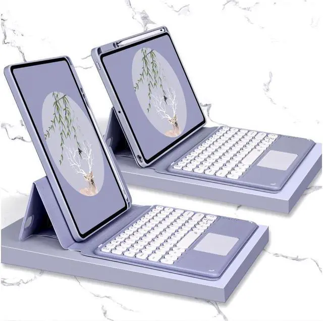 Main image of BONAEVER Keyboard Case for iPad Air 11 Inch M3 M2 2025 2024, iPad Air 5 2022 / Air 4 10.9 inch 2020 / iPad Pro 11 2021 2020 2018 with Touchpad Keyboard & Pencil Holder Clear Back Cover