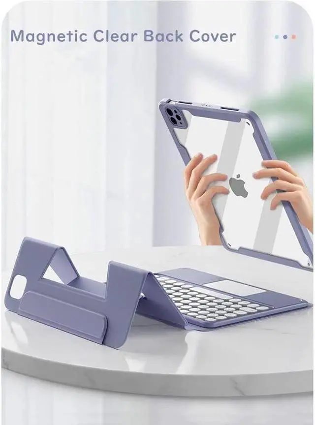 Alt view image 2 of 7 - BONAEVER Keyboard Case for iPad Air 11 Inch M3 M2 2025 2024, iPad Air 5 2022 / Air 4 10.9 inch 2020 / iPad Pro 11 2021 2020 2018 with Touchpad Keyboard & Pencil Holder Clear Back Cover