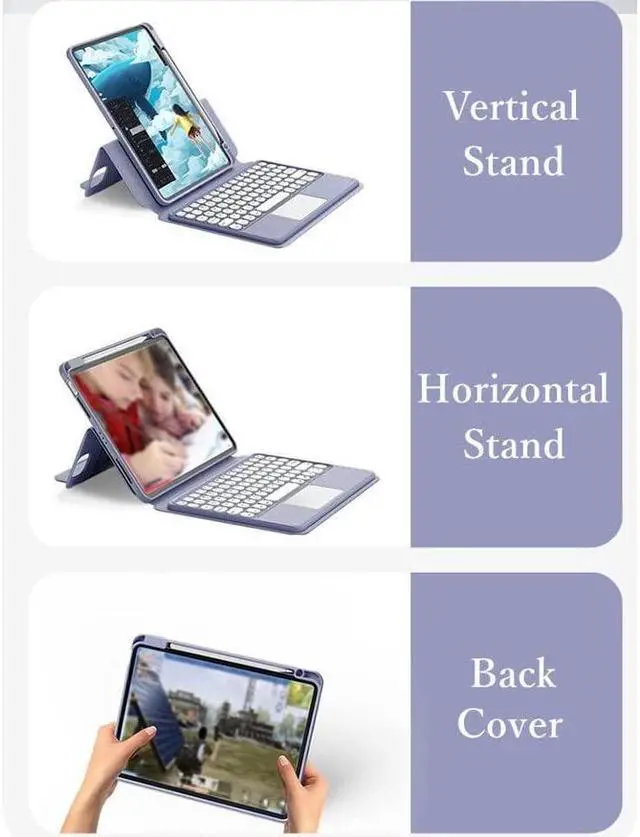 Alt view image 4 of 7 - BONAEVER Keyboard Case for iPad Air 11 Inch M3 M2 2025 2024, iPad Air 5 2022 / Air 4 10.9 inch 2020 / iPad Pro 11 2021 2020 2018 with Touchpad Keyboard & Pencil Holder Clear Back Cover