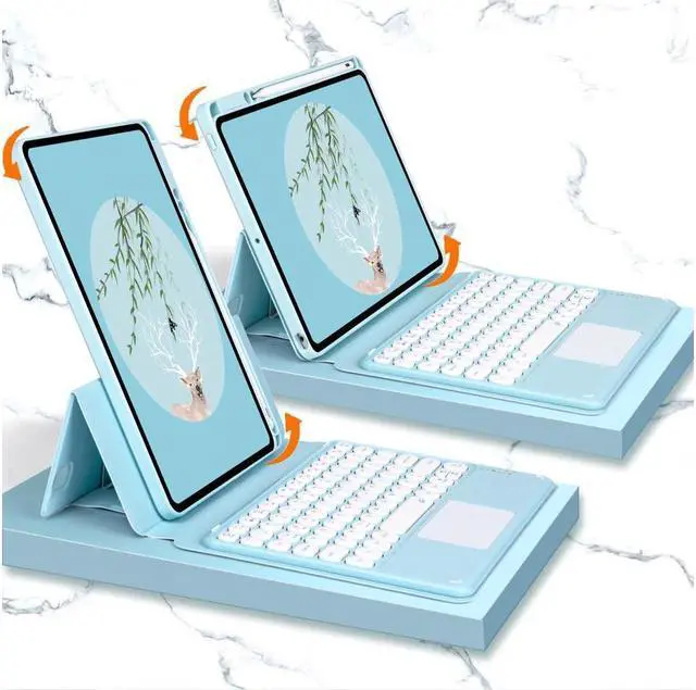 Main image of BONAEVER Keyboard Case for iPad Air 11 Inch M3 M2 2025 2024, iPad Air 5 2022 / Air 4 10.9 inch 2020 / iPad Pro 11 2021 2020 2018 with Touchpad Keyboard & Pencil Holder Clear Back Cover