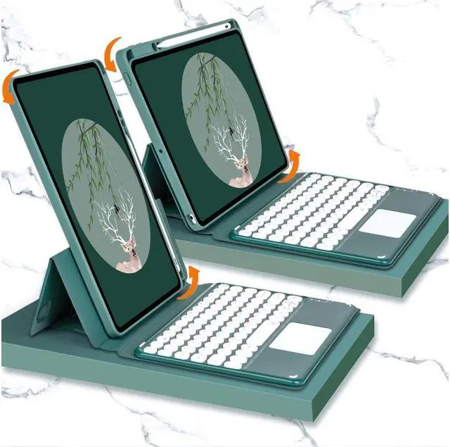 Main image of BONAEVER Keyboard Case for iPad Air 11 Inch M3 M2 2025 2024, iPad Air 5 2022 / Air 4 10.9 inch 2020 / iPad Pro 11 2021 2020 2018 with Touchpad Keyboard & Pencil Holder Clear Back Cover