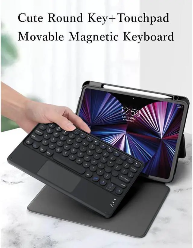 Alt view image 4 of 6 - BONAEVER Keyboard Case for iPad Air 11 Inch M3 M2 2025 2024, iPad Air 5 2022 / Air 4 10.9 inch 2020 / iPad Pro 11 2021 2020 2018 with Touchpad Keyboard & Pencil Holder Clear Back Cover