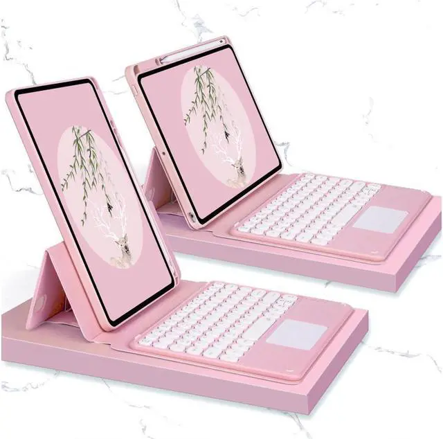 Main image of BONAEVER Keyboard Case for iPad Air 11 Inch M3 M2 2025 2024, iPad Air 5 2022 / Air 4 10.9 inch 2020 / iPad Pro 11 2021 2020 2018 with Touchpad Keyboard & Pencil Holder Clear Back Cover