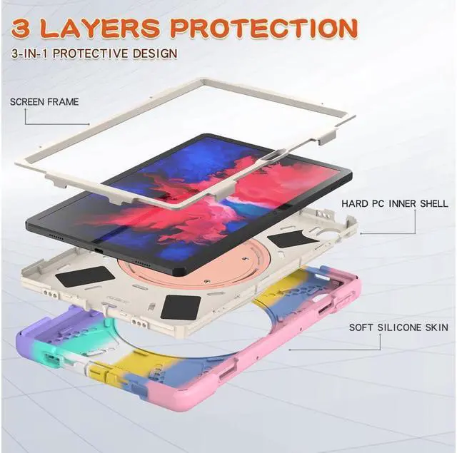 Alt view image 4 of 7 - BONAEVER Case for Lenovo Tab P11 Plus / P11 11 inch 2022 2021 2020 Model TB-J606F / TB-J606X / TB-J616F / TB-J607F with Stand and Strap Shoulder Strap Shockproof Protective Cover