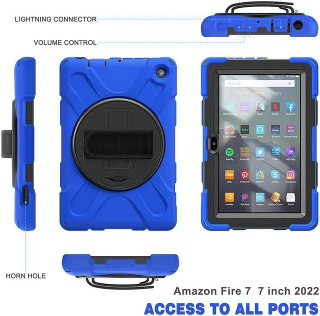 Alt view image 2 of 7 - BONAEVER For Amazon All-New Kindle Fire 7 (12th Generation 2022 Release) Case Shockproof Protective Case for All-New Kindle Fire 7 inch with Stand andandle Hand Strap & Shoulder Strap