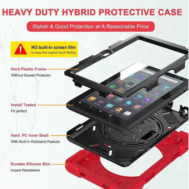 Alt view image 6 of 7 - BONAEVER For Amazon All-New Kindle Fire 7 (12th Generation 2022 Release) Case Shockproof Protective Case for All-New Kindle Fire 7 inch with Stand andandle Hand Strap & Shoulder Strap