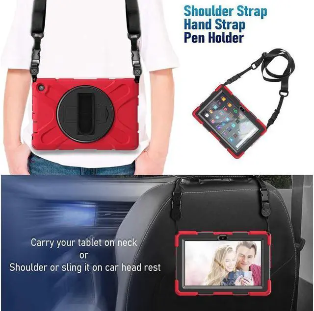 Alt view image 7 of 7 - BONAEVER For Amazon All-New Kindle Fire 7 (12th Generation 2022 Release) Case Shockproof Protective Case for All-New Kindle Fire 7 inch with Stand andandle Hand Strap & Shoulder Strap