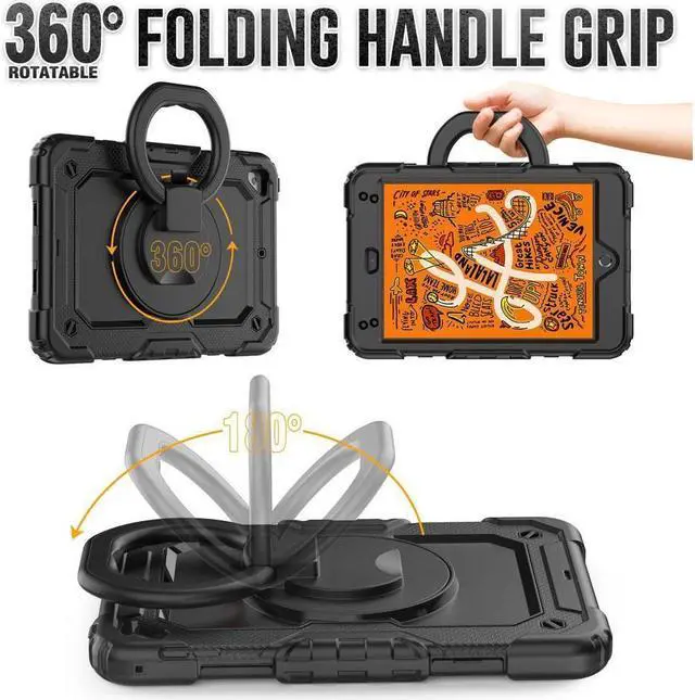 Alt view image 3 of 7 - BONAEVER For iPad Mini 5 / iPad Mini 4 Case with Screen Protector Shockproof Cover for iPad Mini 5th / 4th Generation 7.9 Inch with S Pen Holder Stand and Strap Shoulder Strap