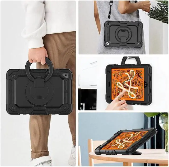 Alt view image 7 of 7 - BONAEVER For iPad Mini 5 / iPad Mini 4 Case with Screen Protector Shockproof Cover for iPad Mini 5th / 4th Generation 7.9 Inch with S Pen Holder Stand and Strap Shoulder Strap