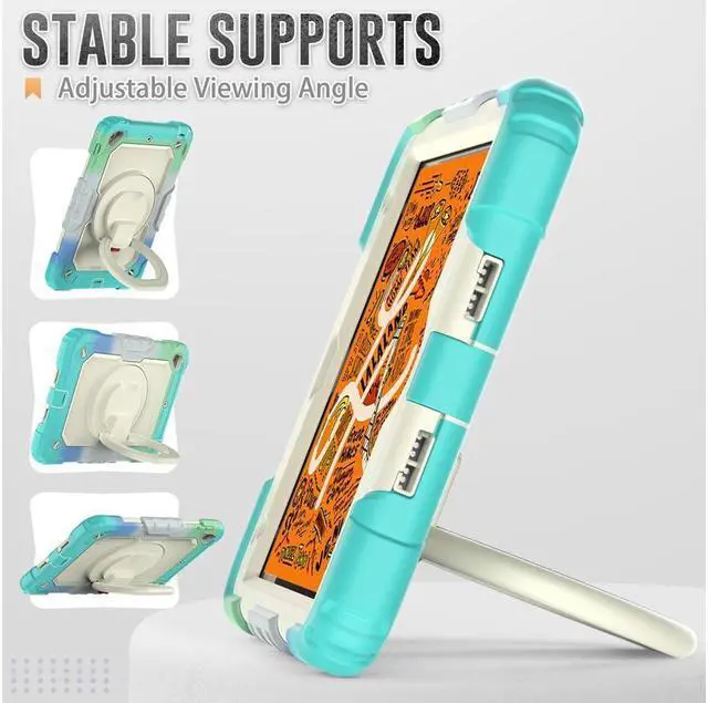 Alt view image 4 of 7 - BONAEVER For iPad Mini 5 / iPad Mini 4 Case with Screen Protector Shockproof Cover for iPad Mini 5th / 4th Generation 7.9 Inch with S Pen Holder Stand and Strap Shoulder Strap