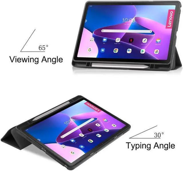 Alt view image 3 of 7 - BONAEVER For Lenovo Tab M10 Plus Case 10.6 Inch 2022 3rd Gen with Pen Holder Slim Stand Hard Back Shell Protective Smart Cover Case for Lenovo Tab M10 Plus 10.6" 2022 Release with Universal Stylus Pen