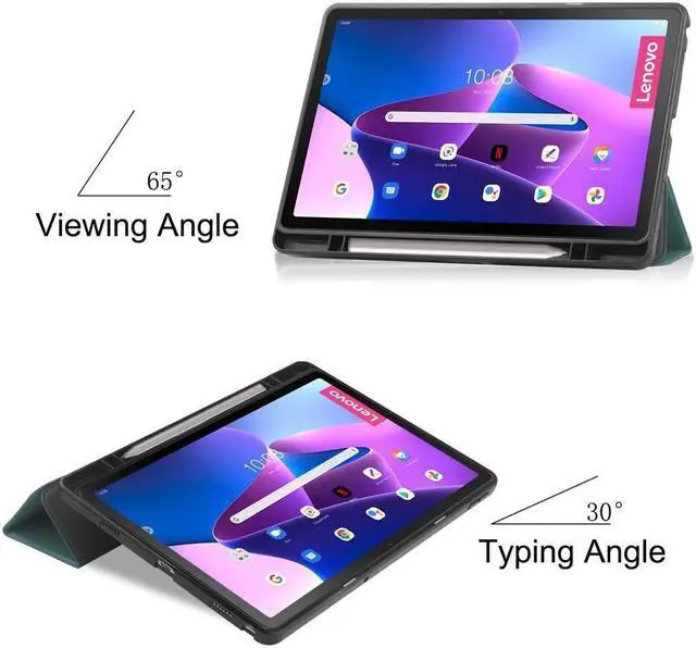 Alt view image 4 of 7 - BONAEVER For Lenovo Tab M10 Plus Case 10.6 Inch 2022 3rd Gen with Pen Holder Slim Stand Hard Back Shell Protective Smart Cover Case for Lenovo Tab M10 Plus 10.6" 2022 Release with Universal Stylus Pen