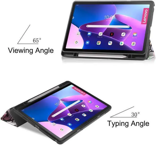 Alt view image 2 of 7 - BONAEVER For Lenovo Tab M10 Plus Case 10.6 Inch 2022 3rd Gen with Pen Holder Slim Stand Hard Back Shell Protective Smart Cover Case for Lenovo Tab M10 Plus 10.6" 2022 Release with Universal Stylus Pen