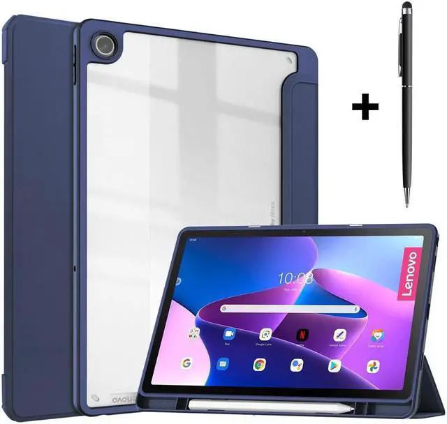 Main image of Case For Lenovo Tab M10 Plus 10.6 Inch 2022 3rd Gen with Pencil Holder, Shockproof Cover Clear Transparent Back Shell, Auto Wake/Sleep for Lenovo Tab M10 Plus 10.6" 2022 with Universal Stylus Pen