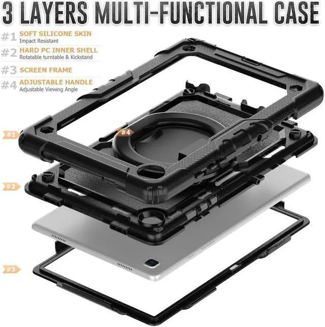 Alt view image 6 of 7 - BONAEVER For Samsung Galaxy Tab A7 Case 2020 SM-T500/T505/T507 with Screen Protector Shockproof Cover for 10.4 Inch Tab A7 with S Pen Holder Stand and Strap Shoulder Strap