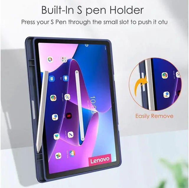 Alt view image 7 of 7 - Case For Lenovo Tab M10 Plus 10.6 Inch 2022 3rd Gen with Pencil Holder, Shockproof Cover Clear Transparent Back Shell, Auto Wake/Sleep for Lenovo Tab M10 Plus 10.6" 2022 with Universal Stylus Pen
