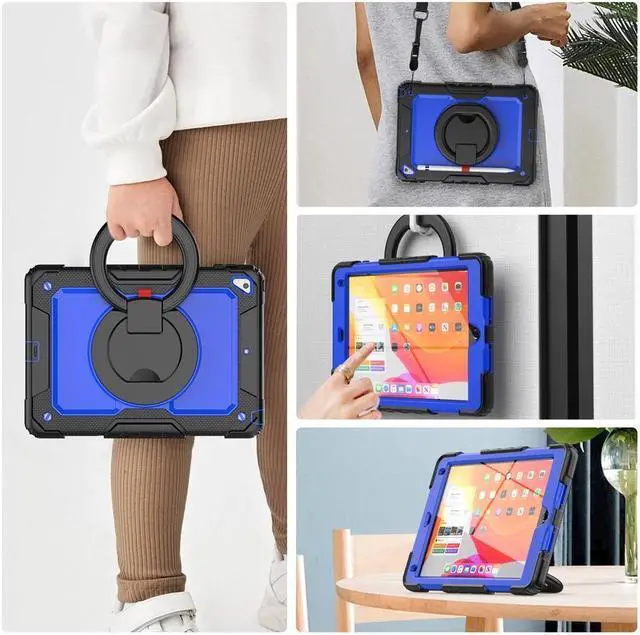 Alt view image 6 of 7 - BONAEVER Case for iPad 9.7 inch 2018 2017 with Screen Protector Pencil Holder [360 Rotating Hand Strap] Stand Shoulder Strap for iPad 5th / 6th Generation / Air 2 / Pro 9.7