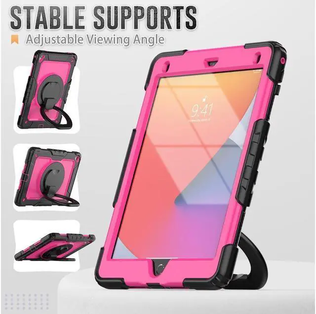 Alt view image 5 of 7 - BONAEVER Case for iPad 9.7 inch 2018 2017 with Screen Protector Pencil Holder [360 Rotating Hand Strap] Stand Shoulder Strap for iPad 5th / 6th Generation / Air 2 / Pro 9.7