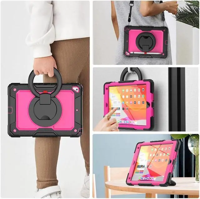 Alt view image 7 of 7 - BONAEVER Case for iPad 9.7 inch 2018 2017 with Screen Protector Pencil Holder [360 Rotating Hand Strap] Stand Shoulder Strap for iPad 5th / 6th Generation / Air 2 / Pro 9.7