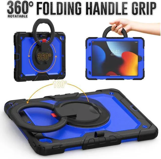 Alt view image 3 of 7 - BONAEVER For iPad 9th 8th 7th Generation Case 10.2 inch with Screen Protector Pencil Holder [360 Rotating Hand Strap] & Stand Drop-Proof Cover for iPad 10.2 inch 2021 2020 2019