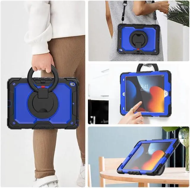 Alt view image 7 of 7 - BONAEVER For iPad 9th 8th 7th Generation Case 10.2 inch with Screen Protector Pencil Holder [360 Rotating Hand Strap] & Stand Drop-Proof Cover for iPad 10.2 inch 2021 2020 2019