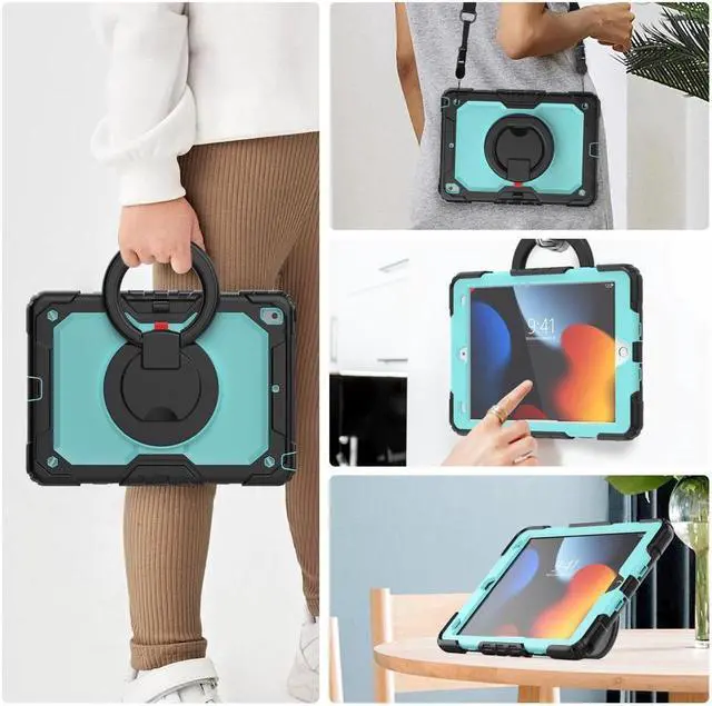 Alt view image 7 of 7 - BONAEVER For iPad 9th 8th 7th Generation Case 10.2 inch with Screen Protector Pencil Holder [360 Rotating Hand Strap] & Stand Drop-Proof Cover for iPad 10.2 inch 2021 2020 2019