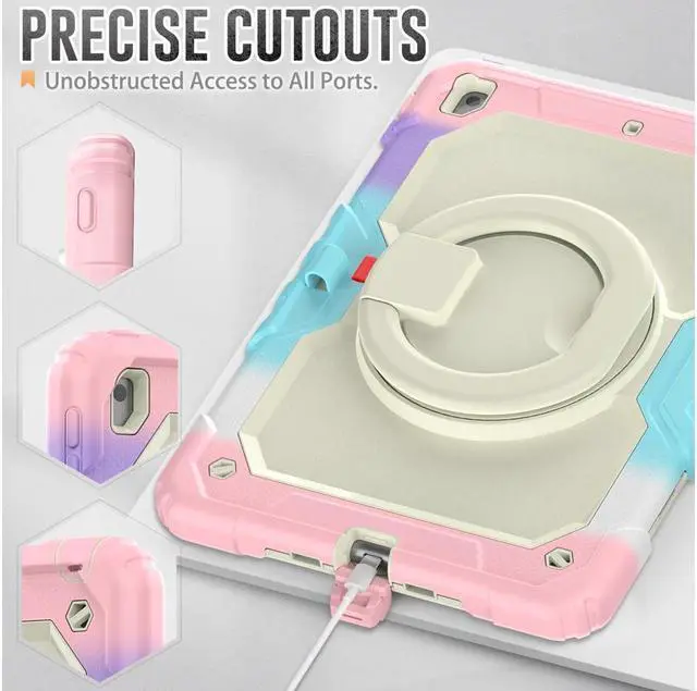 Alt view image 3 of 7 - BONAEVER For iPad 9th 8th 7th Generation Case 10.2 inch with Screen Protector Pencil Holder [360 Rotating Hand Strap] & Stand Drop-Proof Cover for iPad 10.2 inch 2021 2020 2019