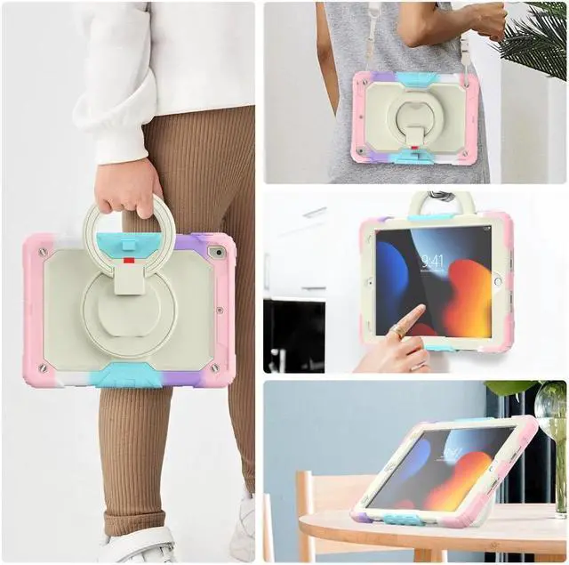 Alt view image 7 of 7 - BONAEVER For iPad 9th 8th 7th Generation Case 10.2 inch with Screen Protector Pencil Holder [360 Rotating Hand Strap] & Stand Drop-Proof Cover for iPad 10.2 inch 2021 2020 2019