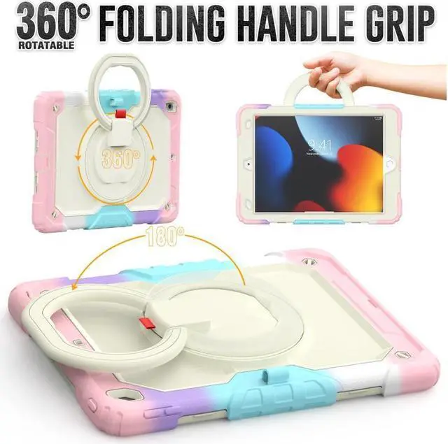 Alt view image 5 of 7 - BONAEVER For iPad 9th 8th 7th Generation Case 10.2 inch with Screen Protector Pencil Holder [360 Rotating Hand Strap] & Stand Drop-Proof Cover for iPad 10.2 inch 2021 2020 2019