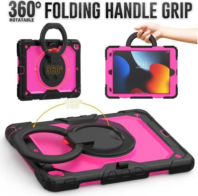 Alt view image 5 of 7 - BONAEVER For iPad 9th 8th 7th Generation Case 10.2 inch with Screen Protector Pencil Holder [360 Rotating Hand Strap] & Stand Drop-Proof Cover for iPad 10.2 inch 2021 2020 2019