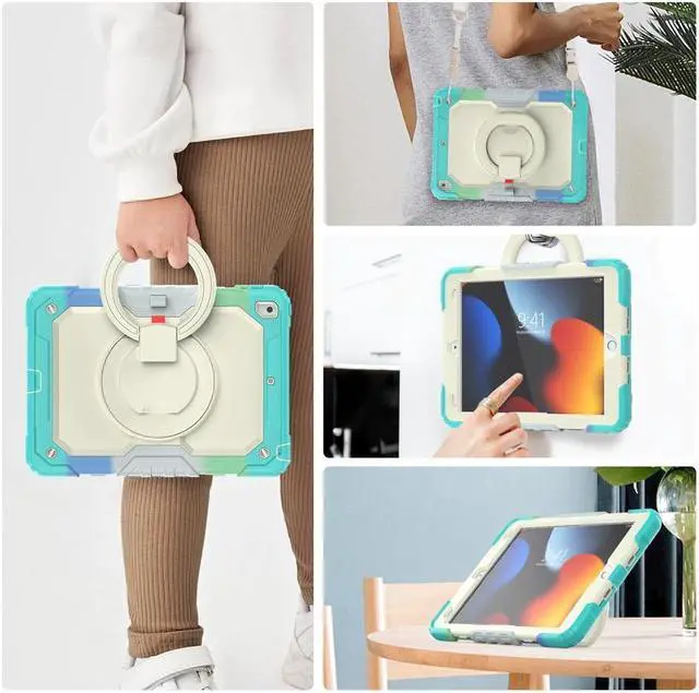 Alt view image 3 of 7 - BONAEVER For iPad 9th 8th 7th Generation Case 10.2 inch with Screen Protector Pencil Holder [360 Rotating Hand Strap] & Stand Drop-Proof Cover for iPad 10.2 inch 2021 2020 2019