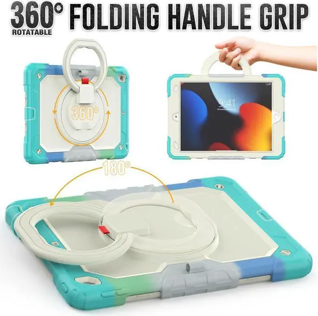Alt view image 6 of 7 - BONAEVER For iPad 9th 8th 7th Generation Case 10.2 inch with Screen Protector Pencil Holder [360 Rotating Hand Strap] & Stand Drop-Proof Cover for iPad 10.2 inch 2021 2020 2019