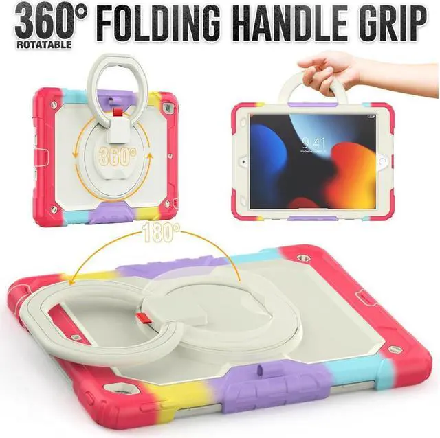 Alt view image 3 of 7 - BONAEVER For iPad 9th 8th 7th Generation Case 10.2 inch with Screen Protector Pencil Holder [360 Rotating Hand Strap] & Stand Drop-Proof Cover for iPad 10.2 inch 2021 2020 2019