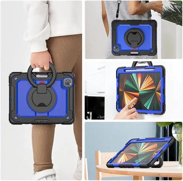 Alt view image 7 of 7 - BONAEVER Case for iPad Air 5 Air 4 10.9 2022 2020 iPad Pro 11 inch 2022 2021 2020 2018 with Screen Protector Handle Strap Stand and Shoulder Strap