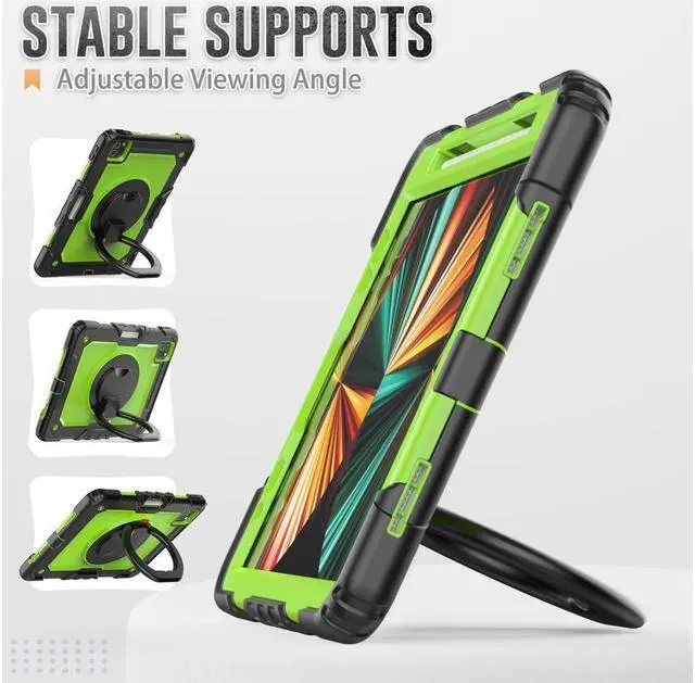 Alt view image 3 of 7 - BONAEVER Case for iPad Air 5 Air 4 10.9 2022 2020 iPad Pro 11 inch 2022 2021 2020 2018 with Screen Protector Handle Strap Stand and Shoulder Strap