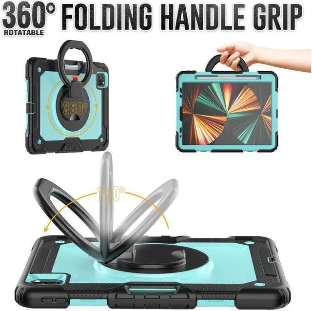 Alt view image 3 of 7 - BONAEVER Case for iPad Air 5 Air 4 10.9 2022 2020 iPad Pro 11 inch 2022 2021 2020 2018 with Screen Protector Handle Strap Stand and Shoulder Strap