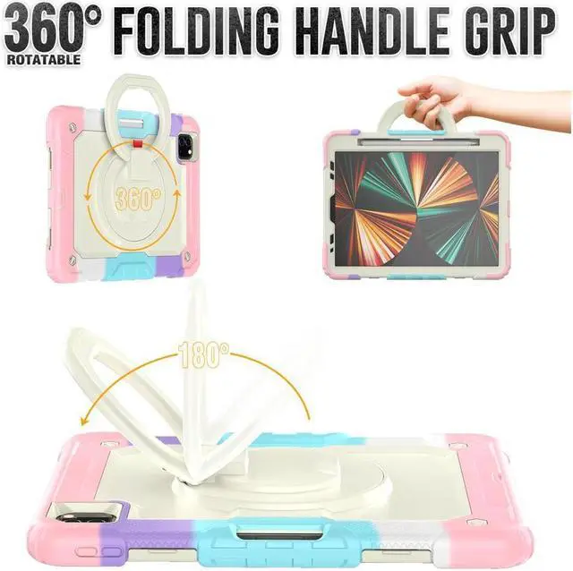 Alt view image 5 of 7 - BONAEVER Case for iPad Air 5 Air 4 10.9 2022 2020 iPad Pro 11 inch 2022 2021 2020 2018 with Screen Protector Handle Strap Stand and Shoulder Strap