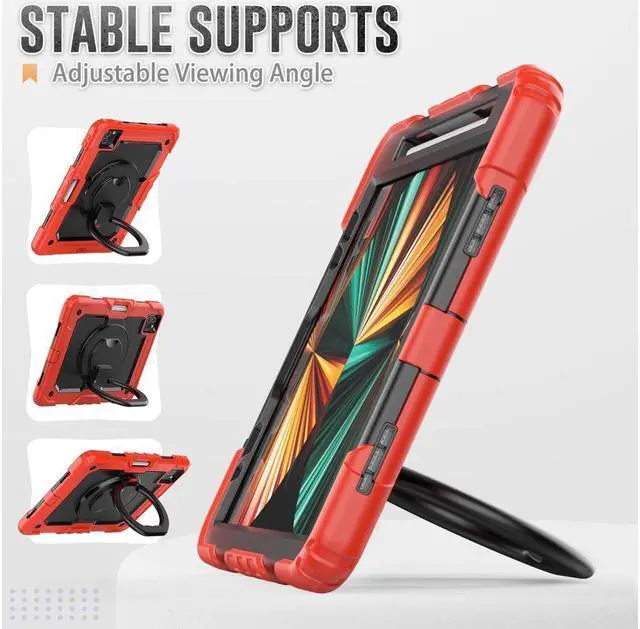 Alt view image 3 of 7 - BONAEVER Case for iPad Air 5 Air 4 10.9 2022 2020 iPad Pro 11 inch 2022 2021 2020 2018 with Screen Protector Handle Strap Stand and Shoulder Strap